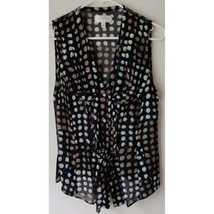 Moulinette Soeurs Black Polka Dot Sleeveless Tie Front Blouse